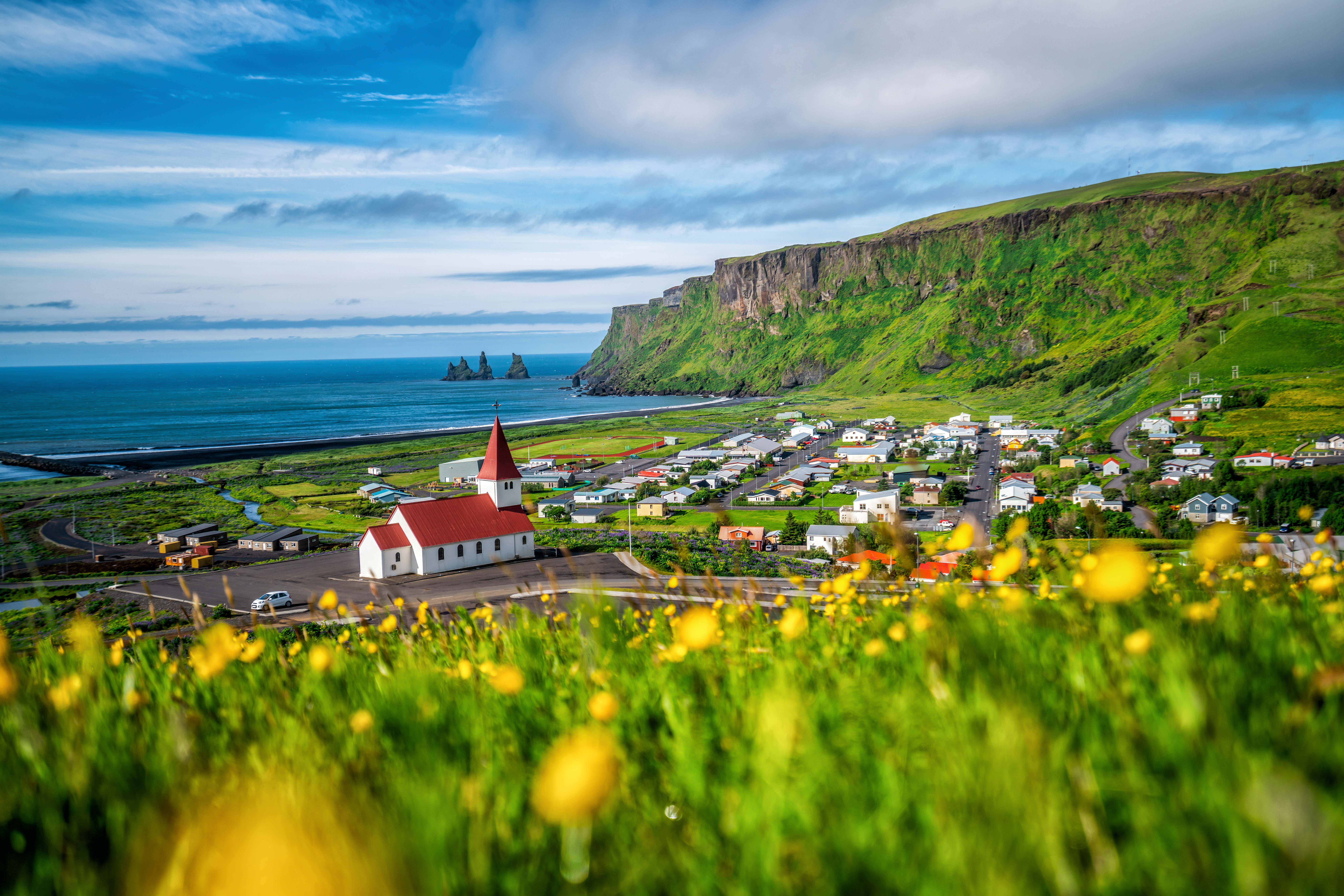 Beautiful,Town,Of,Vik,I,Myrdal,In,Iceland,In,Summer.
